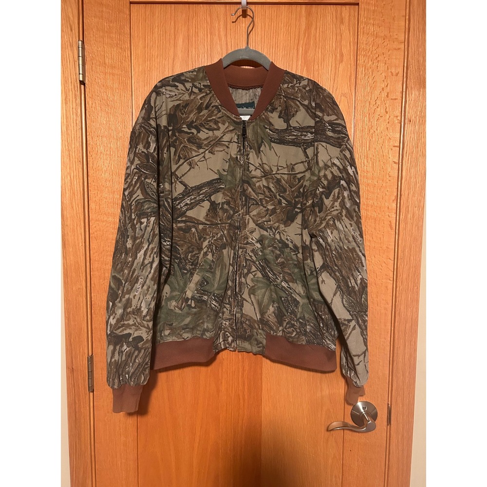 Vintage Gander Mountain Realtree Camo Bomber Jacket Mens Size XL Hunting Zip Up